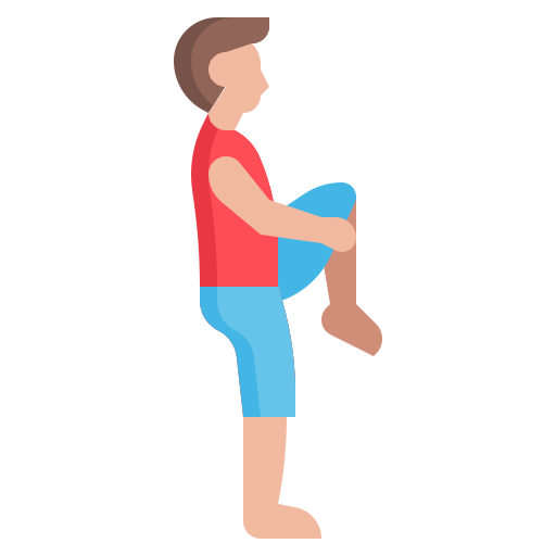 man doing standing leg stretch